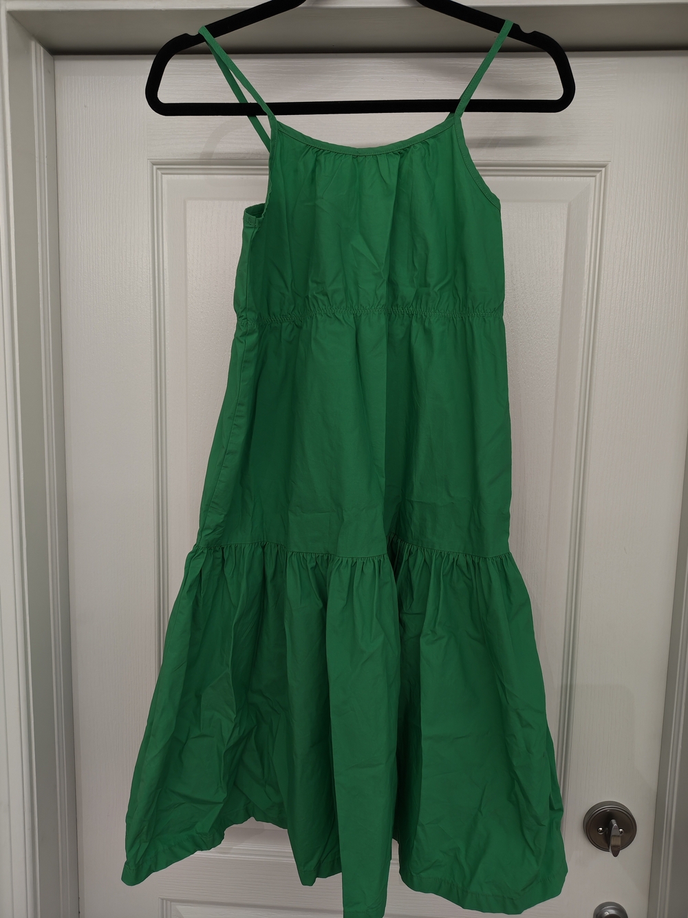 Zara Emerald Green Tiered Spaghetti-Strap Dress